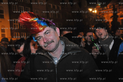 Zabawa sylwestrowa na Targu Weglowym w Gdansku. Na...