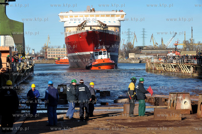 Stocznia Gdansk. Pochylnia B1. Wodowanie promu pasazersko-samochodowego...