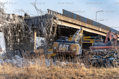 Rozbiórka estakady na ulicy Elbląskiej w Gdańsku....
