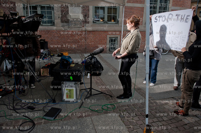 Gdansk. Dlugi Targ. Telewizja CNN International w ramach...