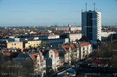 Gdańsk Wrzeszcz. Widok z podnośnika z Komendy Wojewódzkiej...