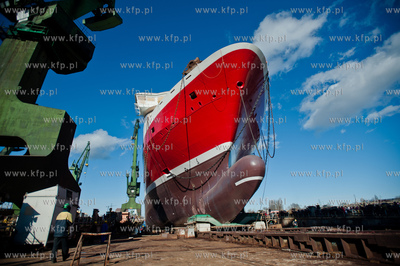 Stocznia Gdansk. Pochylnia B1. Wodowanie promu pasazersko-samochodowego...