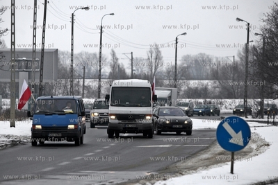 Gdansk. Trakt sw. Wojciecha. Protest kierowcow samochodow...