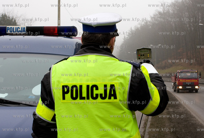 Gdansk. Poranna akcja policji, Pomiar Predkosci, na...