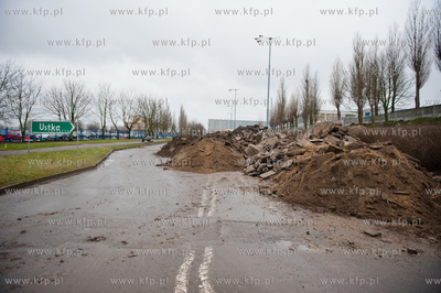 Slupsk. Remontowana i modernizowana ulica Grunwaldzka,...