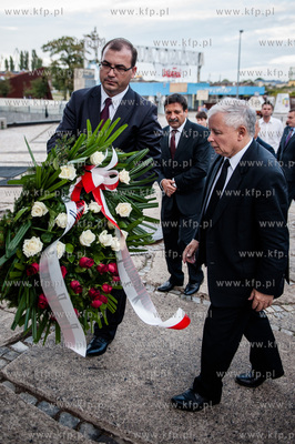 Gdansk. Plac Solidarnosci. Raroslaw Kaczynski prezes...