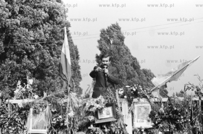 Strajk w Stoczni Gdanskiej im Lenina. Nz. Lech Walesa...