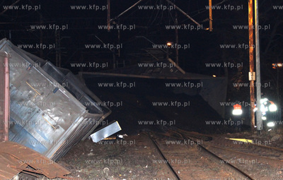 Gdansk, Wrzeszcz. Wykolejenie 8 wagonow z weglem, pociagu...