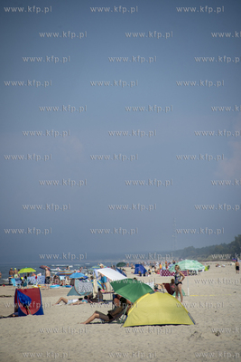 Plaża w Krynicy Morskiej na Mierzei Wislanej. 19.08.2023...
