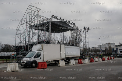Gdynia. Skwer Kościuszki. Budowa sceny przeznaczonej...