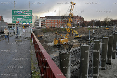 Gdansk. Budowa przystanku SKM Gdansk-Srodmiescie. 25.11.2013...