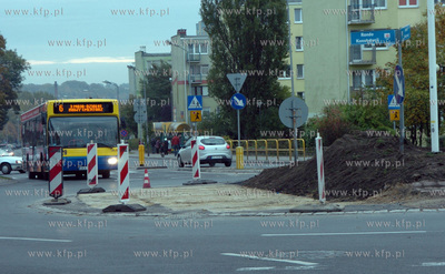 Slupsk, rozkopane ronda na ulicach Slupska, przygotowane...