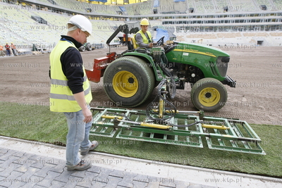 Gdansk Letnica. Budowa stadionu pilkarskiego PGE Arena....