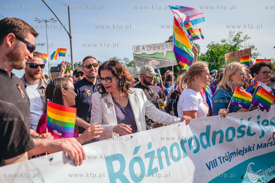 Gdańsk.  VIII Trójmiejski Marsz Równości. Nz. Prezydent...