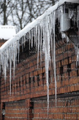 Straz z Pelplina podczas usuwania niebezpiecznych lodowych...