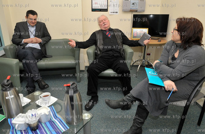 Lech Walesa w Radiu Gdansk. 27.03.2013 Nz. Lech Parell,...