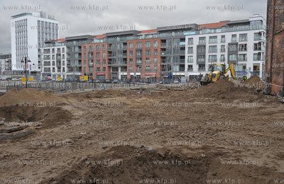 Gdańsk, Wyspa Spichrzów. Remont ul. Stagiewnej. 29.03.2016...