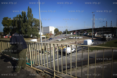 Gdansk. Remont torowiska tramwajowego w okolicach Wezla...