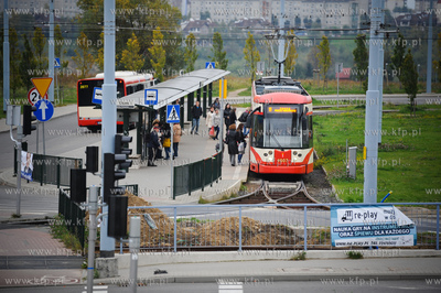 Gdansk. Przystanek tramwajowy przy petli na Chelmie....