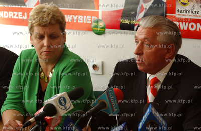 Gdansk. Siedziba Samoobrony. Konferencja prasowa przewodniczacego...