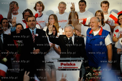 Gdansk. Targ Rybny. Wiec wyborczy Jaroslawa Kaczynskiego,...