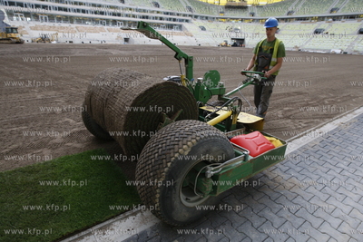 Gdansk Letnica. Budowa stadionu pilkarskiego PGE Arena....