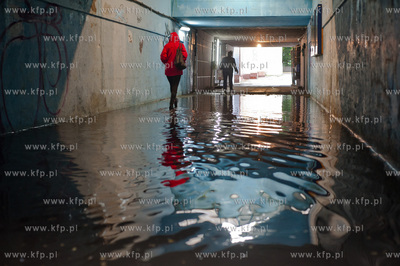 Gdansk. Wrzeszcz. Zalane przez ulewny opad deszczu...