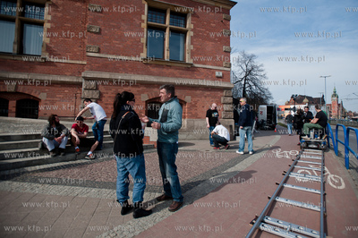 Gdansk. Nowy Ratusz. Plan zdjeciowy serialu pt. Prawo...
