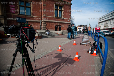 Gdansk. Nowy Ratusz. Plan zdjeciowy serialu pt. Prawo...