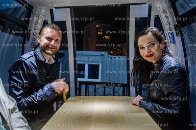 Gdansk. Wyspa Wpichrzow. Uruchomienie kola widokowego...