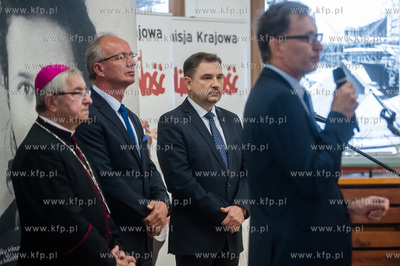 Gdańsk. Historyczna sala BHP. Konferencja prasowa...