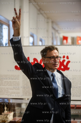 Gdańsk. Historyczna sala BHP. Konferencja prasowa...