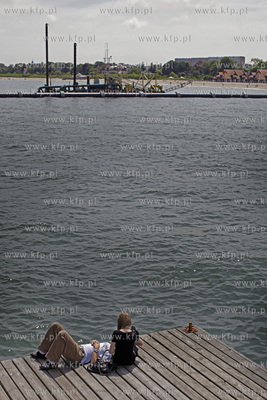 Prace przy budowie wylotow sopockich potokow w glab...