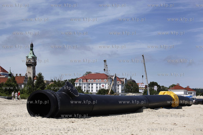 Prace przy budowie wylotow sopockich potokow w glab...