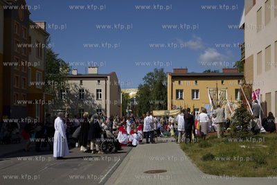 Procesja Bozego Ciala w gdanskiej dzielnicy Letnica....
