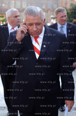Gdansk. Siedziba Samoobrony. Konferencja prasowa przewodniczacego...