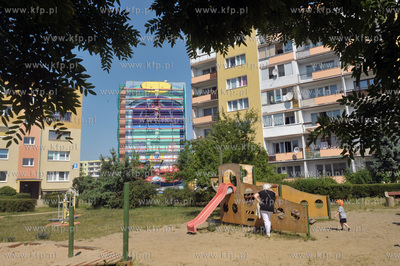 Na bocznej fasadzie bloku na ulicy Skarzynskiego 10a...