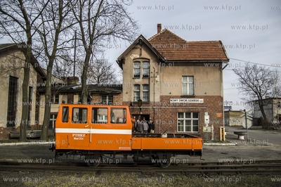Zuławska Kolej Dojazdowa. Przejazd drezyna motorowa...