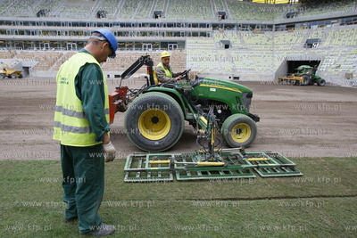 Gdansk Letnica. Budowa stadionu pilkarskiego PGE Arena....