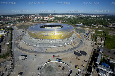 Gdansk, budowa stadionu PGE Arena z lotu ptaka. 06.06.2011...