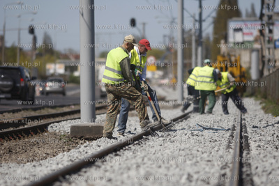 Gdansk. Jana z Kolna. Remont tramwajowego torowiska...