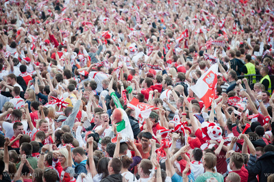 Gdansk. Strefa Kibica na Placu Zebran Ludowych gdzie...