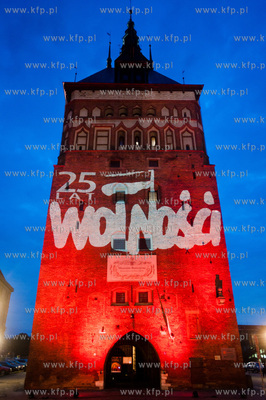 Gdansk. Logo obchodow 25-lecia pierwszych, wolnych...