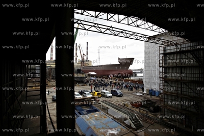 Gdansk. Stocznia Remontowa Shipbuilding. Wodowanie...
