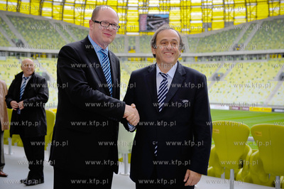 Gdansk. Stadion PGE Arena. Briefing prasowy z udzialem...