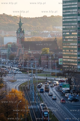 Gdańsk. Złota jesień. Widok z tarasu widokowego...