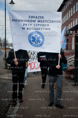Gdansk. Protest zwiazkow zawodowych Szpitala Specjalistycznego...