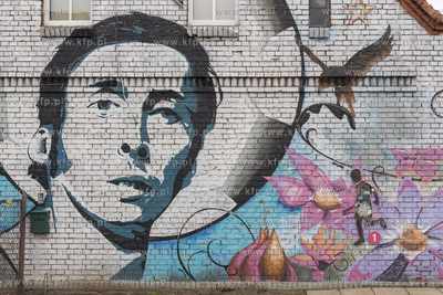 Starogard Gdański,Mural na ul. Lubichowskiej poświęcony...