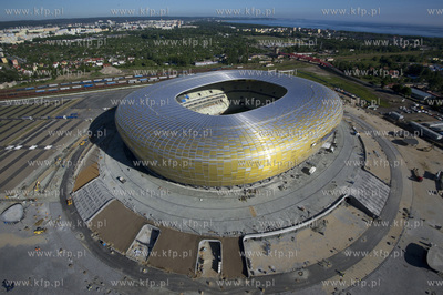 Gdansk, budowa stadionu PGE Arena z lotu ptaka. 06.06.2011...