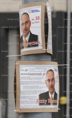 Plakaty wyborcze Jerzego Borowczaka z PO, porozwieszane...